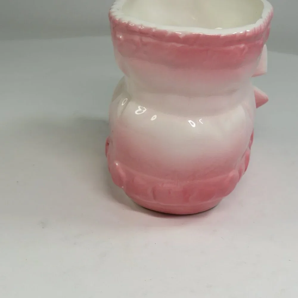 Baby Girl Pink Vintage Gift Set Ceramic Shoe Planter, (5) Blankets, Mittens